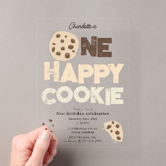 Eine glückliche Cookie-Einladung 1. Erste Geburts Acryleinladungen