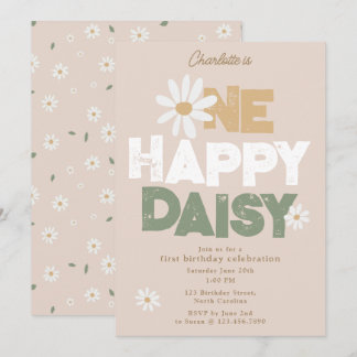 Eine glückliche Daisy-Einladung zum 1. ersten Geb Einladung