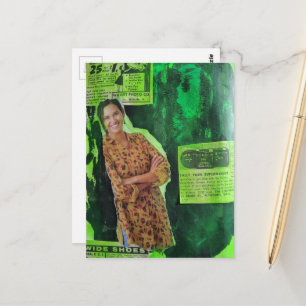 Eine glückliche Dame Grüne Retro-Anzeigen Mixed Me Postkarte