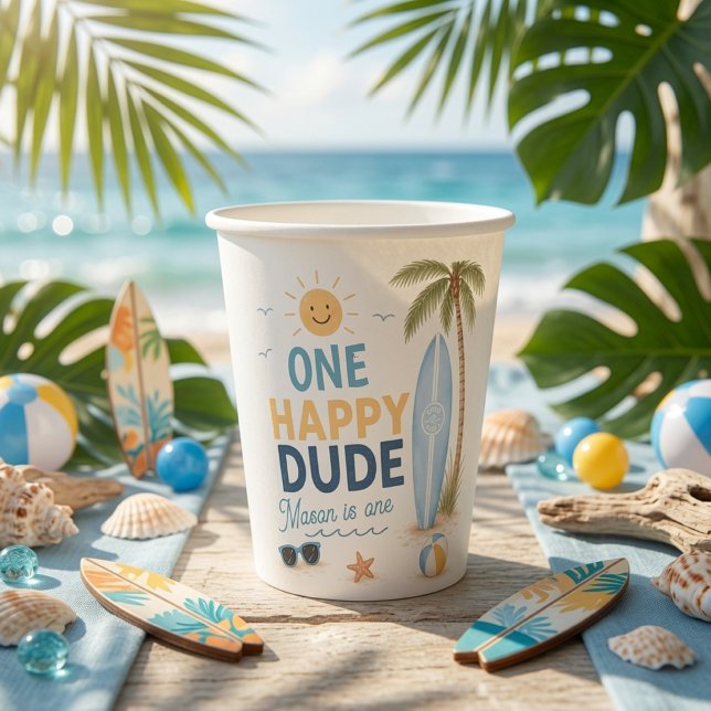 Eine glückliche Dude-Surf-Geburtstagsfeier Pappbecher (Von Creator hochgeladen)