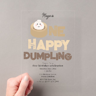 Eine glückliche Dumpling-Einladung zum 1.  ersten  Acryleinladungen