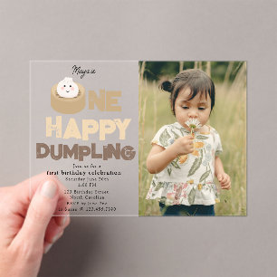 Eine glückliche Dumpling-Einladung zum 1. ersten G Acryleinladungen