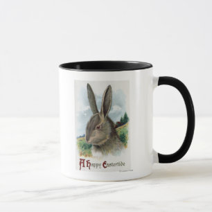 Eine glückliche EastertideGraue Kaninchenlandschaf Tasse