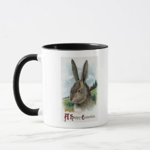 Eine glückliche EastertideGray Kaninchen-Szene Tasse