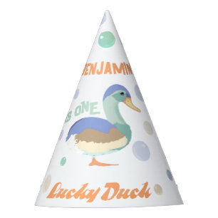 Eine Glückliche Ente & Blasen Erster Geburtstag Pa Partyhütchen