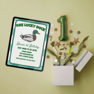 Eine Glückliche Ente, Mallard Green 1. Geburtstag Einladung