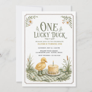 Eine Glückliche Ente Sage Grün Teich Picknick 1. G Einladung
