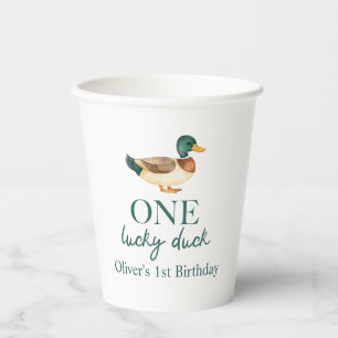 Eine glückliche Ente zum ersten Geburtstag Pappbecher