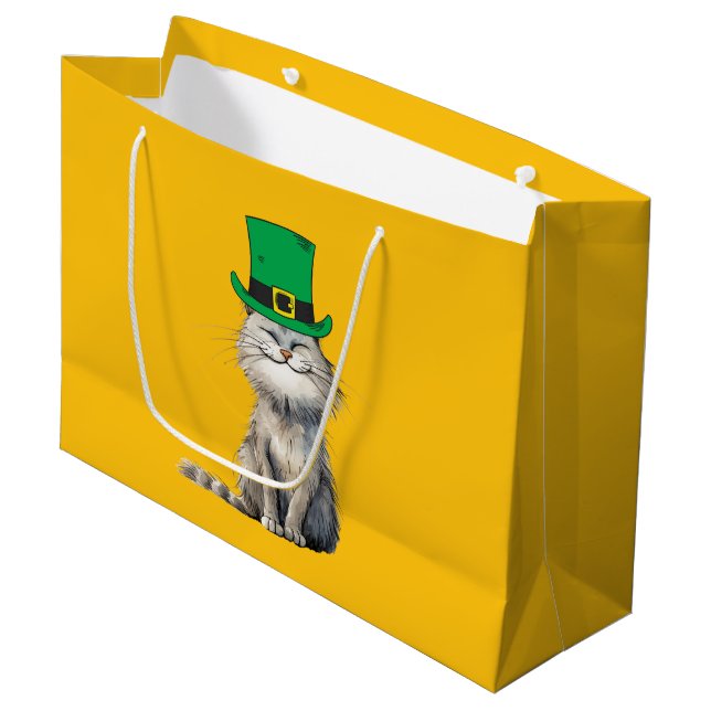 Eine glückliche irische Katze Große Geschenktüte (Vorderseite Schrägansicht)