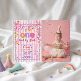 Eine glückliche Mädchen Bunte Einladung zum 1. Geb