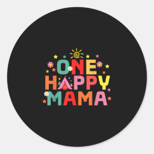 Eine glückliche Mama Camping 1. Geburtstag erste R Runder Aufkleber
