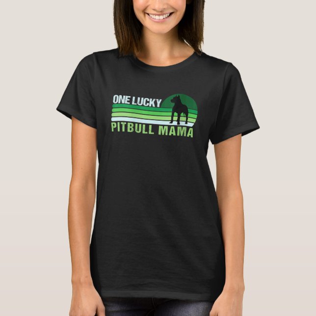 Eine glückliche Pitbull-Mama Lustiger St. Patrick' T-Shirt (Vorderseite)