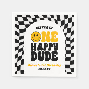 Eine glückliche Retro-Person zum 1. Geburtstag Serviette