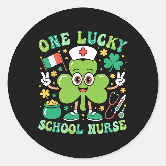 Eine glückliche Schulkrankenschwester St Patrick's Runder Aufkleber (Vorderseite)