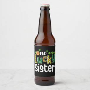 Eine glückliche Schwester Matching Familie St Patr Bierflaschenetikett