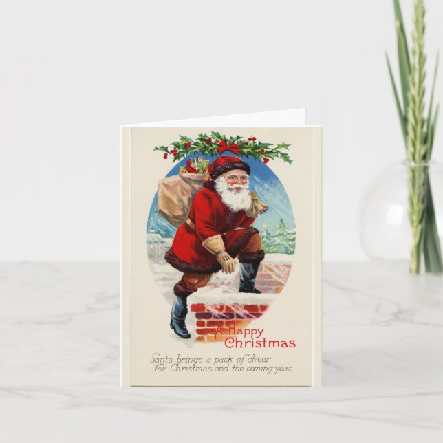 Eine glückliche Weihnachts-Vintag Weihnachtskarte Feiertagskarte (Vorderseite)