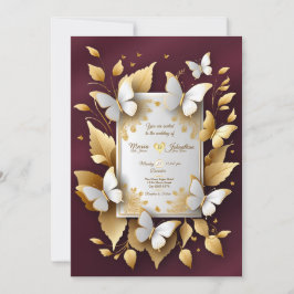 Eine Golden and Burgund Wedding Einladungskarte Einladung