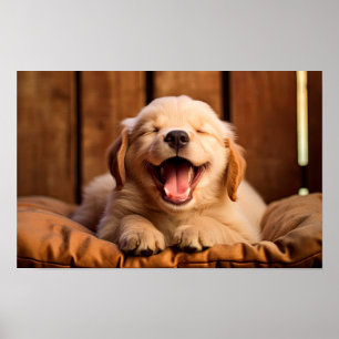 Eine goldene Retriever Welpe in der Mitte-Yawn AI  Poster