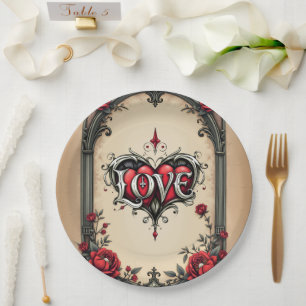 Eine gotische Romantik. Ein verzierter, gotischer  Pappteller