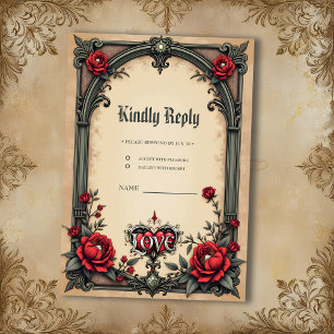 Eine gotische Romantik. Ein verzierter, gotischer RSVP Karte