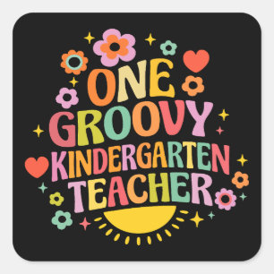 Eine groovy Kindergärtnerin Quadratischer Aufkleber