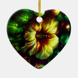 Eine große gelbe Blume an einem Valentinstag-Baum Keramik Ornament