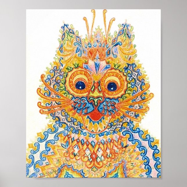 Eine große Mit Augen Katze, Louis Wain Poster (Vorne)