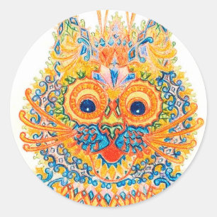 Eine große Mit Augen Katze, Louis Wain Runder Aufkleber