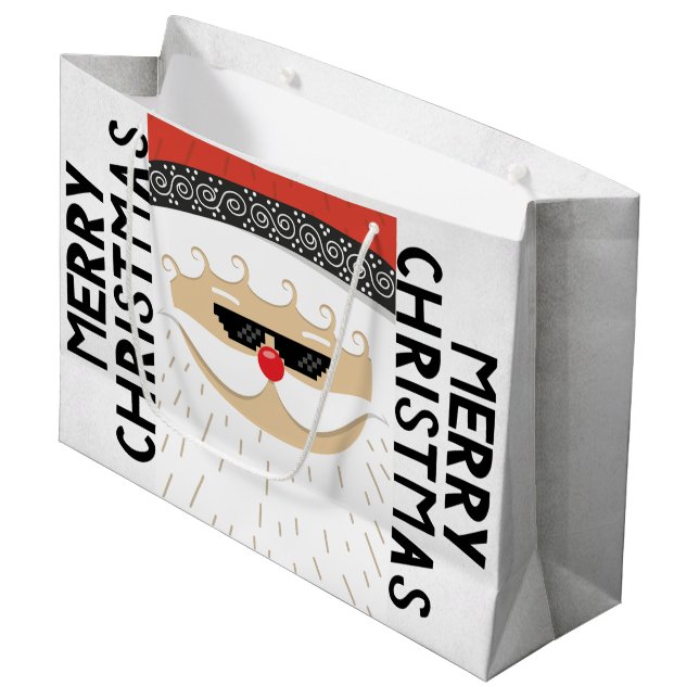 Eine große rot-weiße Tasche für ein Weihnachtsgesc Große Geschenktüte (Vorderseite Schrägansicht)