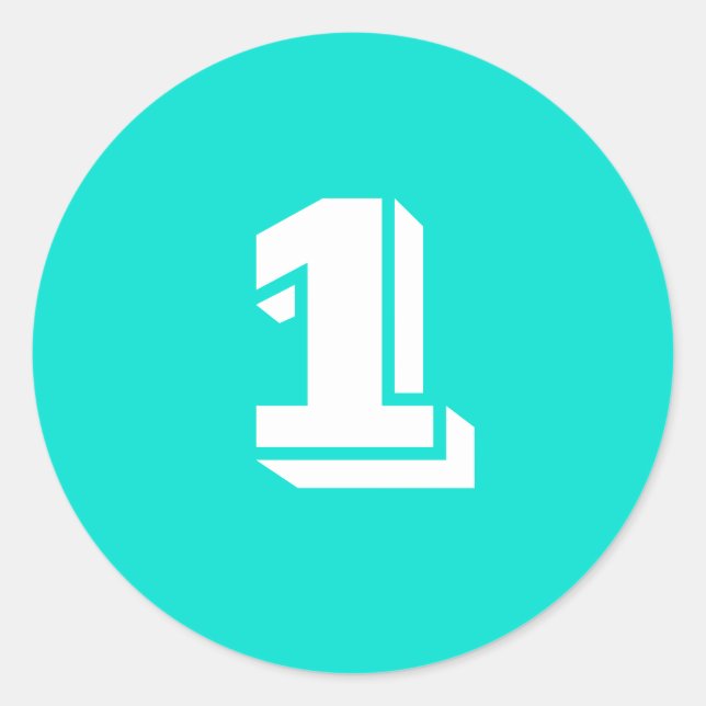 Eine große runde türkisfarbene Zahlenaufkleber von Runder Aufkleber (Vorderseite)