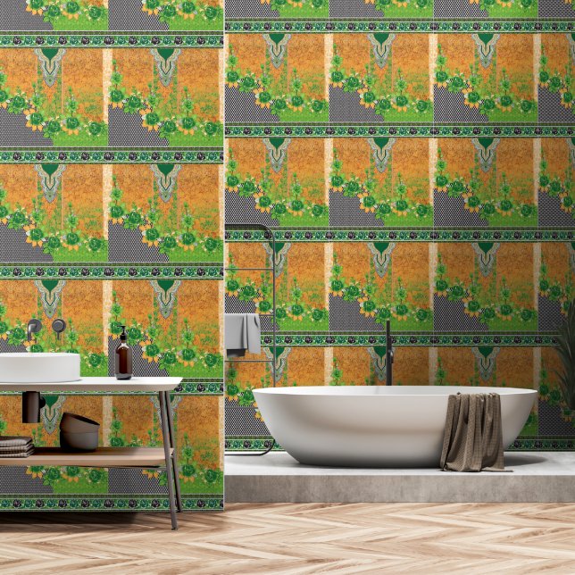 eine grüne und gelbe Wand (Badezimmer)