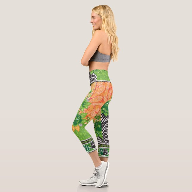 eine grüne und gelbe Wand Capri Leggings (Links)