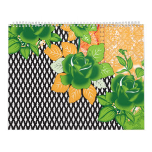 eine grüne und gelbe Wand Kalender