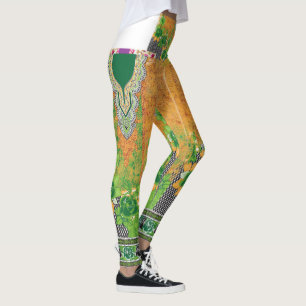 eine grüne und gelbe Wand Leggings