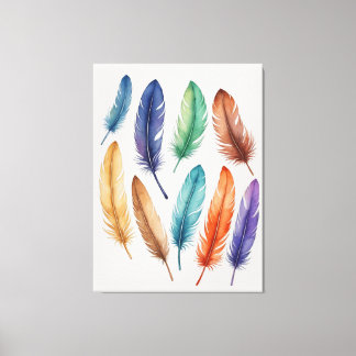 eine Gruppe farbiger Federn Leinwanddruck