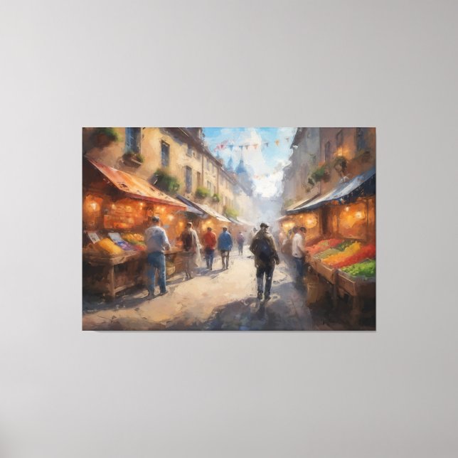 eine Gruppe von Leuten, die eine Straße hinunter g Leinwanddruck (Vorderseite)