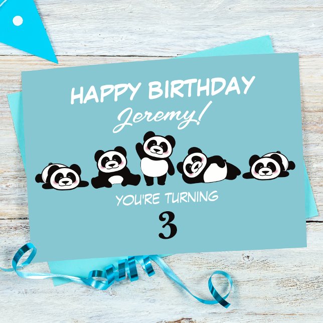 Eine Gruppe von Pandas zum Personalisierten Geburt Karte (A group of pandas birthday card.)