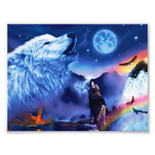 Eine Gruppe Wölfe in einer dunklen Nacht Fotodruck