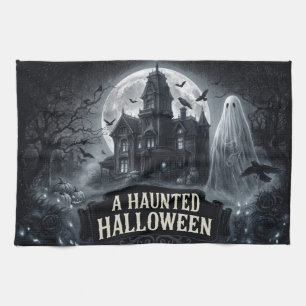 Eine gruselige Halloween-Vintage-Gothic-Illustrati Geschirrtuch