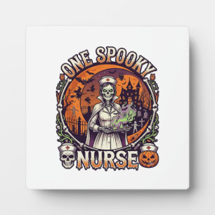 Eine Gruselige Krankenschwester Halloween Skelett  Fotoplatte