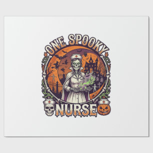 Eine Gruselige Krankenschwester Halloween Skelett Geschenkpapier