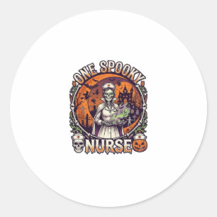 Eine gruselige Krankenschwester Halloween Skelett  Runder Aufkleber