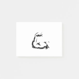 Eine Hand biceps Post-it Klebezettel