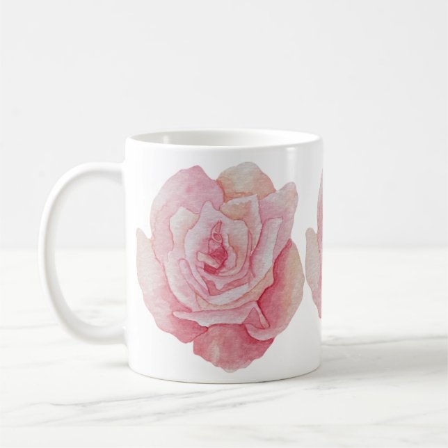 Eine handgezeichnete Rose Kaffeetasse (Links)