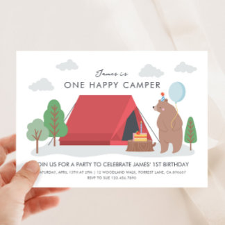Eine Happy Camper Geburtstagseinladung Einladung