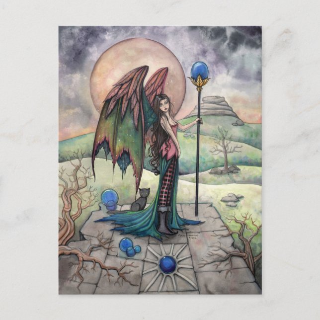 Eine Harvest Moon Fantasy Gothic Fairy Art Postkarte (Vorderseite)