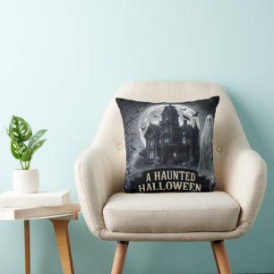 Eine heimgesuchte Halloween-Vintage-Gothic-Illustr Kissen