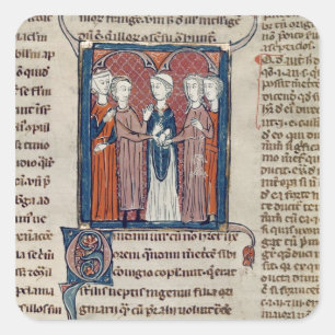 Eine Heiratsszene aus "Decrets de Gratien" Quadratischer Aufkleber