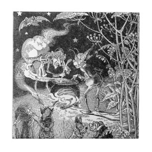 Eine Hexe braut für Waldfreunde Fliese