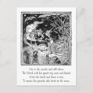 Eine Hexe bricht für Waldfreunde Postkarte